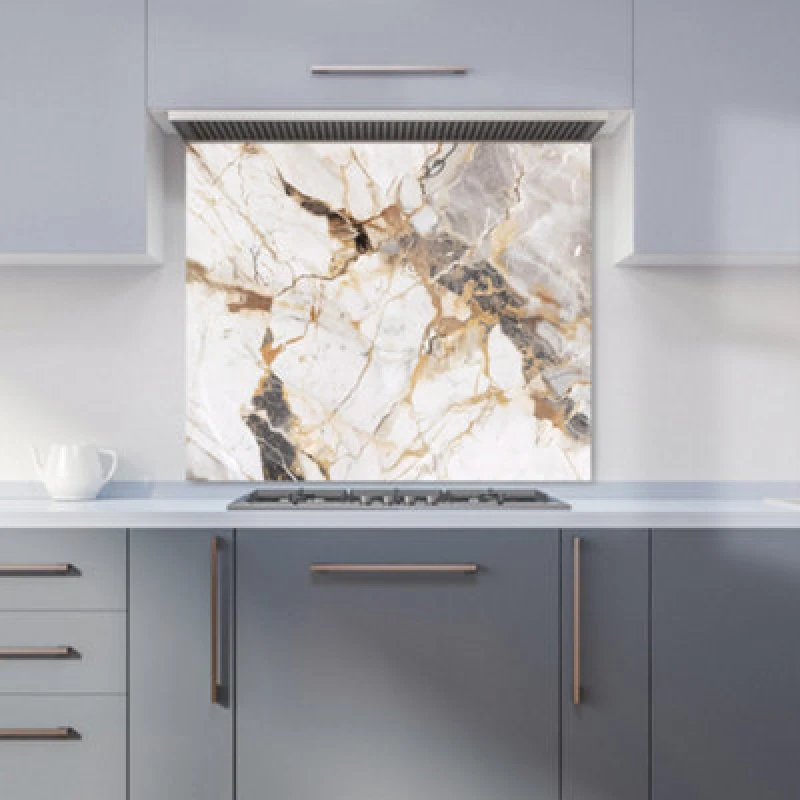 Image of Warren Reed Designer Sleek Pale Marble Effect Kitchen Splashback
