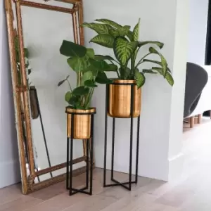 Image of Ivyline Calla Planter Stand Black/Antique Gold H58CM D22CM