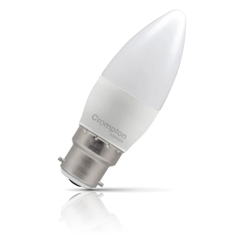 Image of Crompton LED Candle Light Bulb B22 4.2W (40W Eqv) Warm White 2700K Bayonet Thermal Plastic Opal