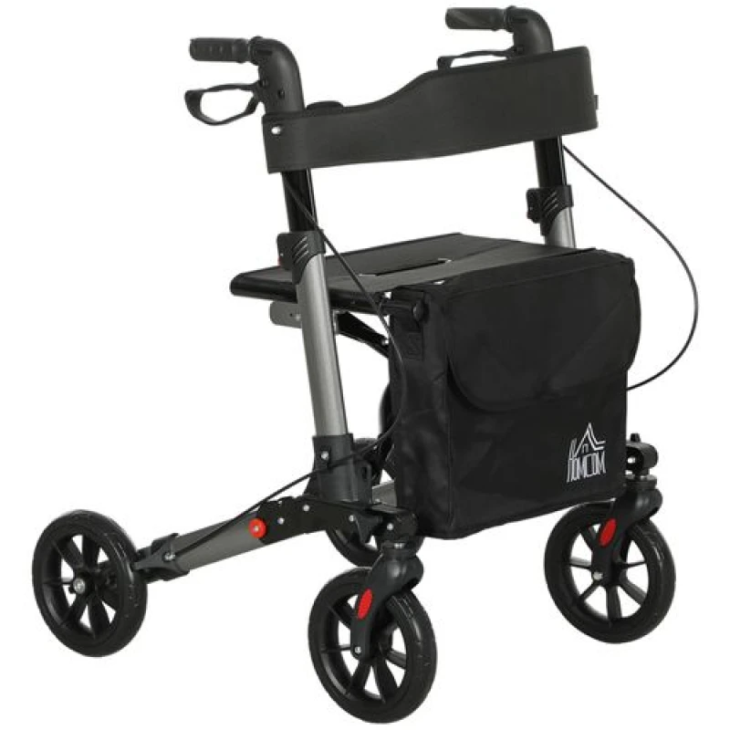 Image of HOMCOM 4 Wheel Rollator Walker, Adjustable Mobility Walker with Bag, Silver Silver