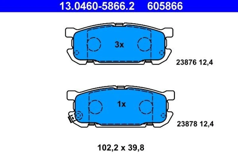 Image of ATE 13.0460-5866.2 Brake pad set with acoustic wear warning Brake Pad Set,disc brake (402)