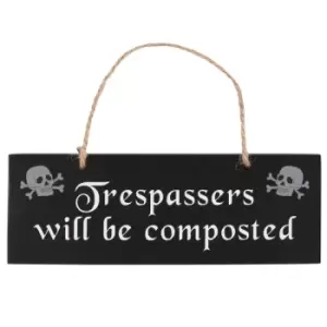 image of Gothic Trespassers Hanging Garden Sign