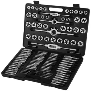 image of VEVOR Tap and Dies Set 110 Pieces Tap Die Set Both SAE inch and Metric Sizes Included Tungsten Steel Essential Threading and Rethreading Tool Kit with