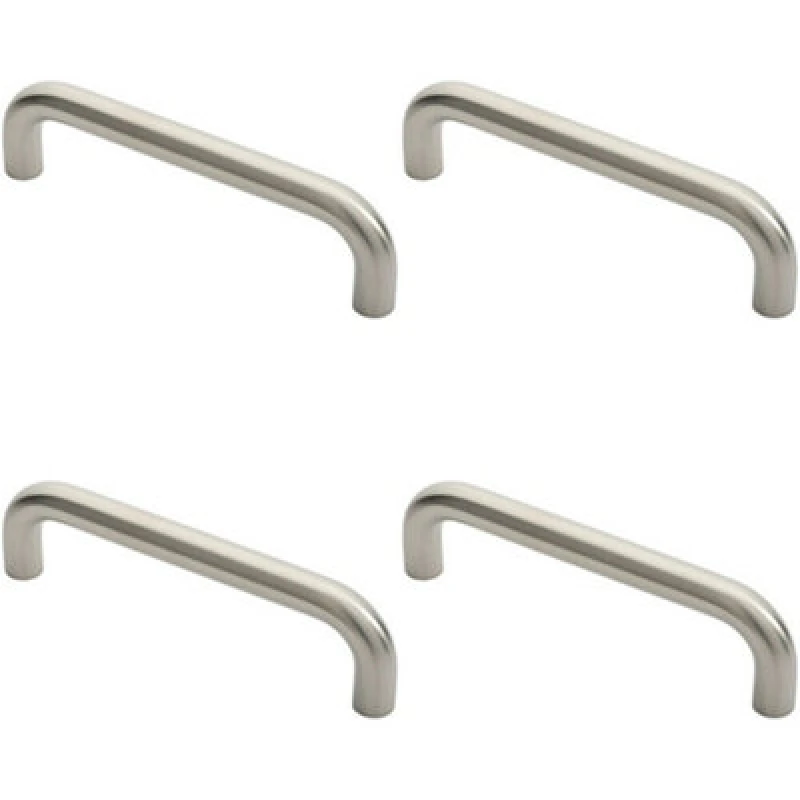 Image of Loops 4x Round D Bar Pull Handle 22mm Dia 225mm Fixing Centres Satin Stainless Steel Metallics unisex