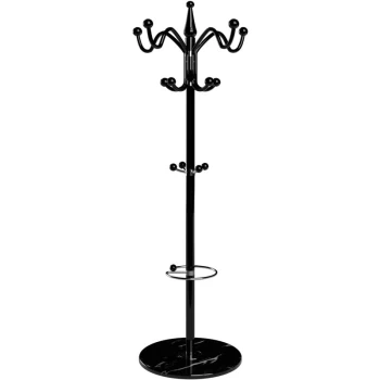 image of Coat Rack with Marble Base Free Standing Metal Clothes Umbrella Bag Hat Holder Hallway Stand Hanger Black 3 - Deuba