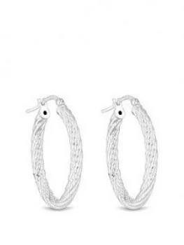 image of Simply Silver Sterling Silver Texture Oval Hoop Earrings