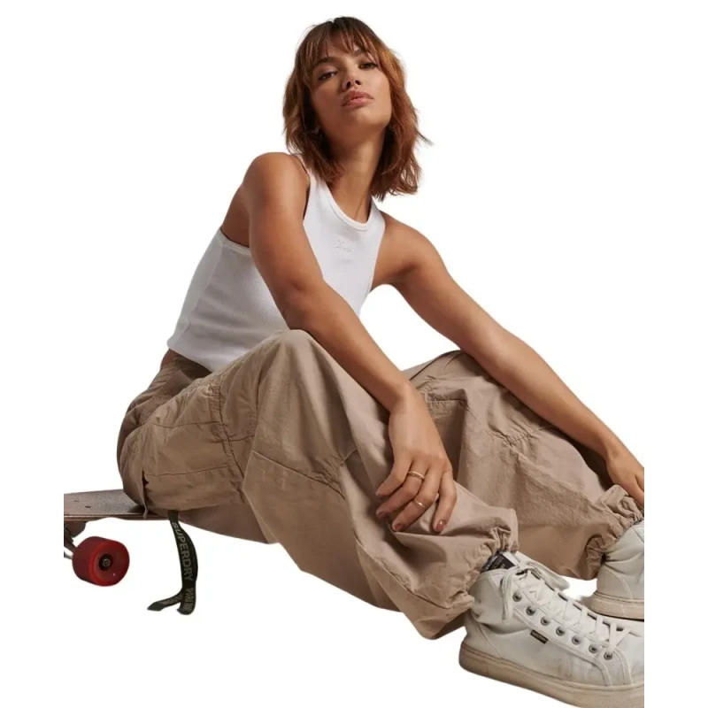 Image of Superdry Womens baggy parachute Trousers Superdry Marron Female S/M