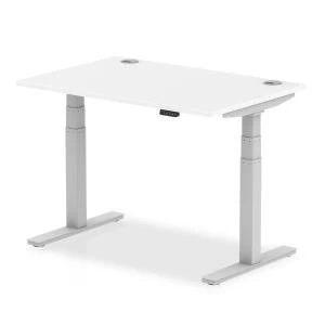 Trexus Sit Stand Desk With Cable Ports Silver Legs 1200x800mm White