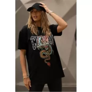 Image of I Saw It First Black Chaos Graphic Oversized T-Shirt - Black