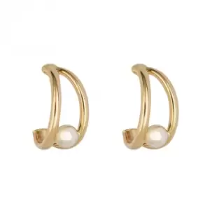 image of Double Row Arc Stud Yellow and White Gold Earrings GE2409