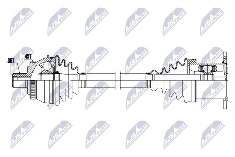 Image of NTY NPW-AU-101 Drive shaft Automatic Transmission, Front Axle Right Drive Shaft (13)