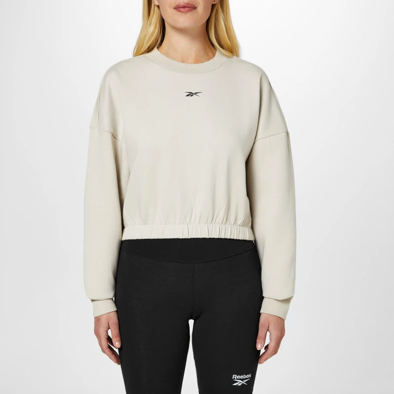 Image of Reebok Dreamblend Cotton Midlayer Sweatshirt Womens Gym Top - Beige Beige 4