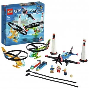 image of LEGO City Airport Air Race Toy Plane & Helicopters Set 60260