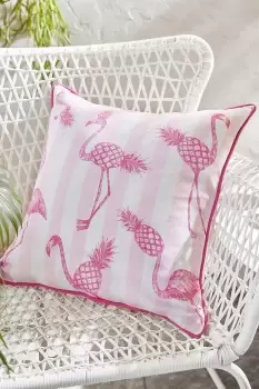 image of 'Tropical Flamingo' Cotton Cushion