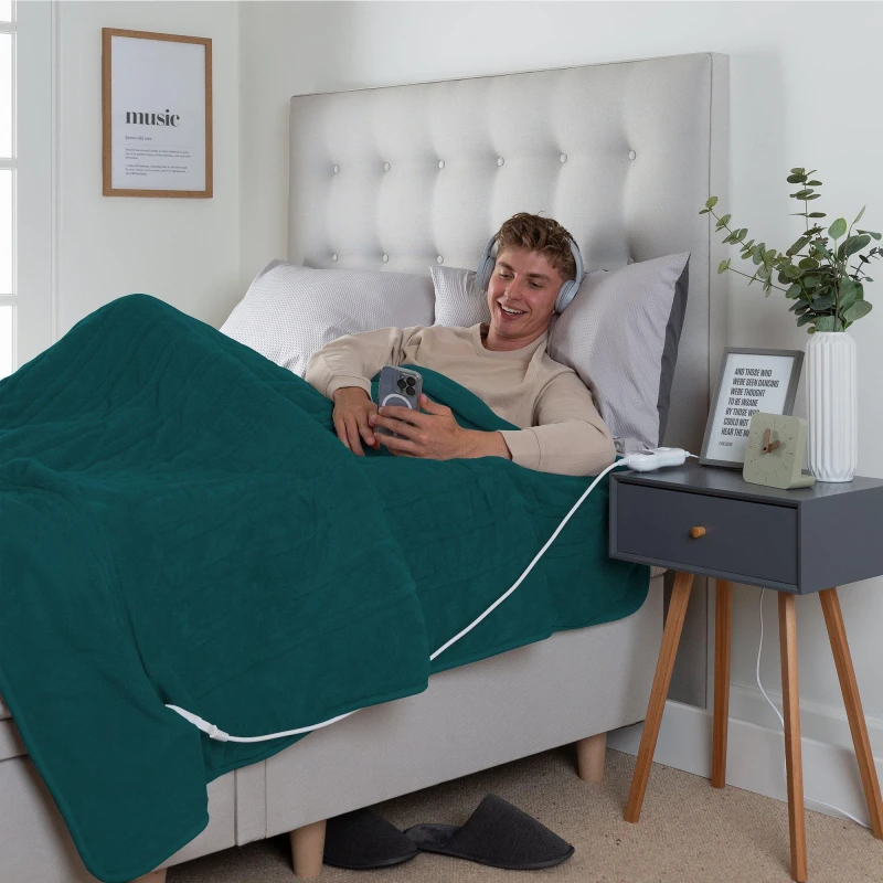 Image of Slumberdown Comfy Hugs Electric Blanket Heated Throw Teal