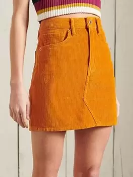 Image of Superdry Cord Mini Skirt - Orange, Size 32, Women