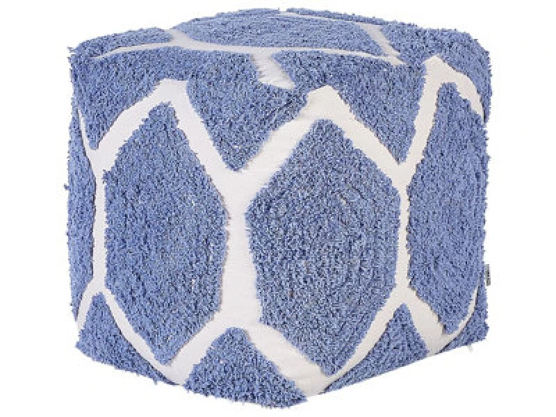 Image of Beliani Retro Pouffe Rojhan Cotton Blue