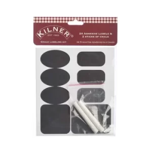 image of Kilner Black Reusable Adhesive Labels with Chalk, Set of 24