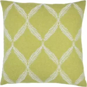 image of Paoletti - Olivia Lattice Embroidered Cushion Citron - Citron