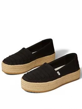 image of Toms Valencia Flatform Espadrille - Black, Size 4, Women