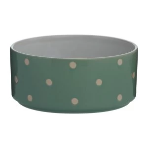 image of Mason Cash Polka Dot Sage Green 18cm Dog Bowl