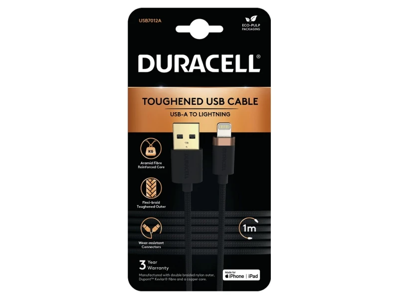 Image of Duracell USB7012A lightning cable 1m Black