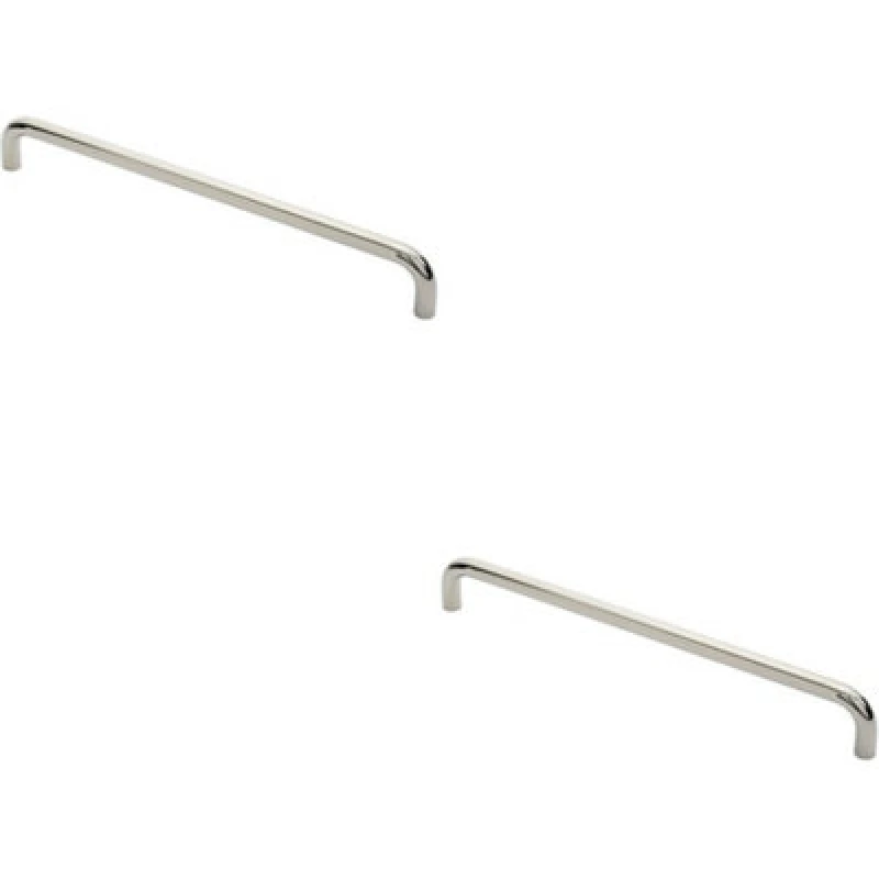 Image of Loops 2x Round D Bar Pull Handle 469 x 19mm 450mm Fixing Centres Bright Steel Metallics unisex