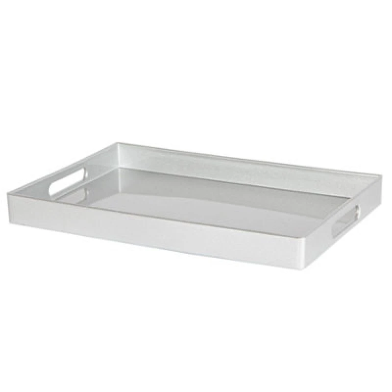 Image of Argon Tableware Serving Tray - 34.5 X 25Cm - Silver Rectangular Tray Metallic Decorative Breakfast Tray Melamine Food Tray