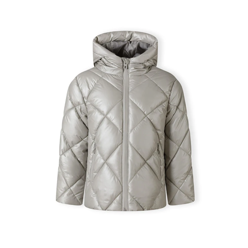 Image of Minoti Girls quilted jacket with hood and zip pockets silver Silver female 2-3 Yrs