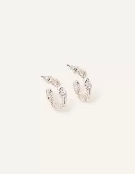 image of Accessorize Womens Sterling Silver-Plated Twisted Hoops