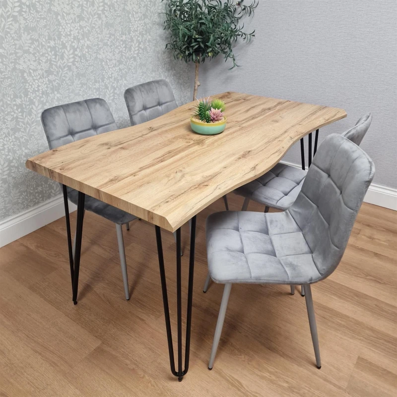 Image of Kosy Koala Dining Table And 4 Grey Velvet Chairs - Stylish Dining Room Furniture, Multi ARIZ117+4GYROCO