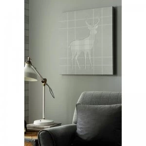 image of Tartan Stag Stitched Silhouette Printed Canvas