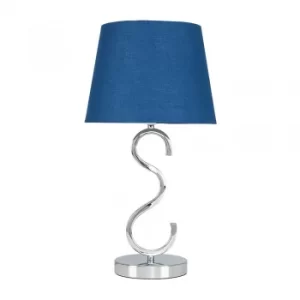 Image of Cabonna Chrome Touch Table with Navy Blue Aspen Shade