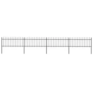 image of Vidaxl Garden Fence With Spear Top Steel 6.8X0.8 M Black