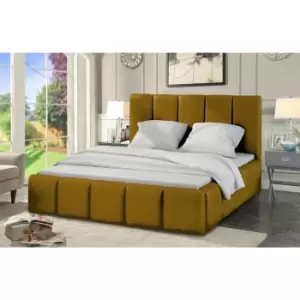 Image of Lurita Bed Double Plush Velvet Mustard
