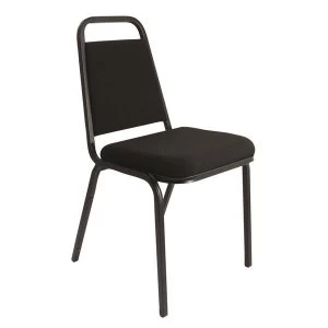 image of Trexus Visitor Chair Upholstered Stackable Seat Charcoal Seat with Black Frame