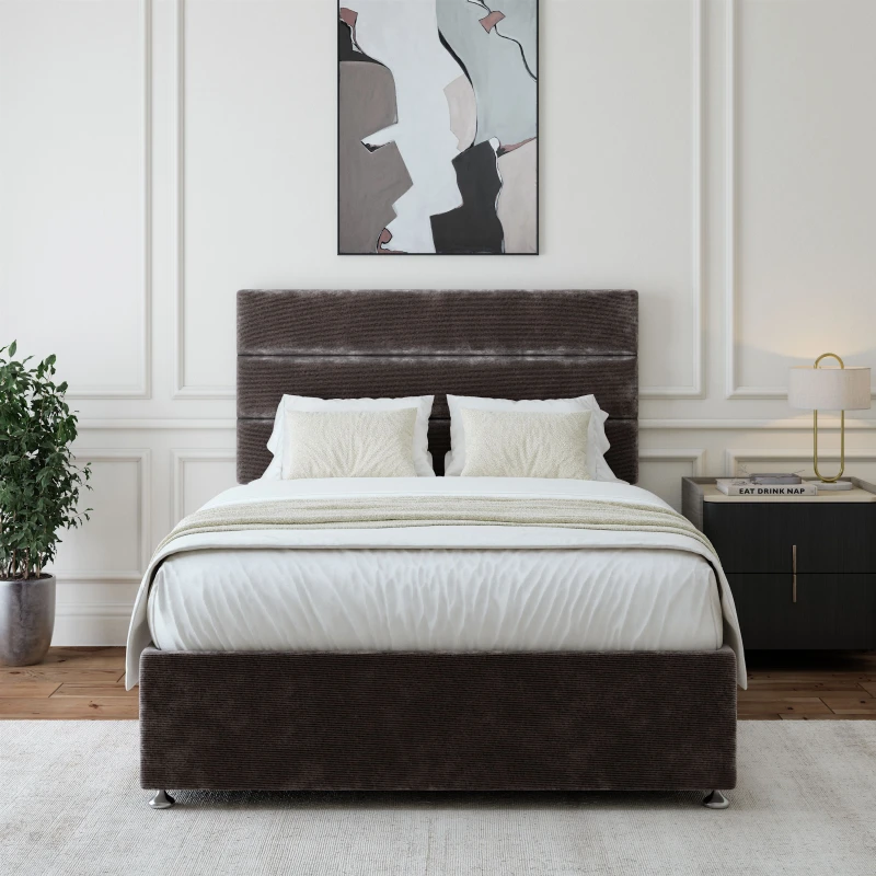 Image of Bedmaster Bedmaster Chenille 4 Drawer Divan Base And Lined Headboard in Charcoal Size: Super King Charcoal Super King Unisex 9501925511684