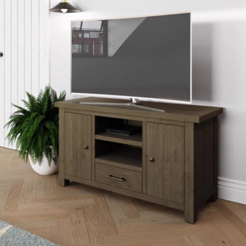 Image of FWStyle 2 Door 2 Drawer Large TV Unit Solid Reclaimed Natural Pine Brown