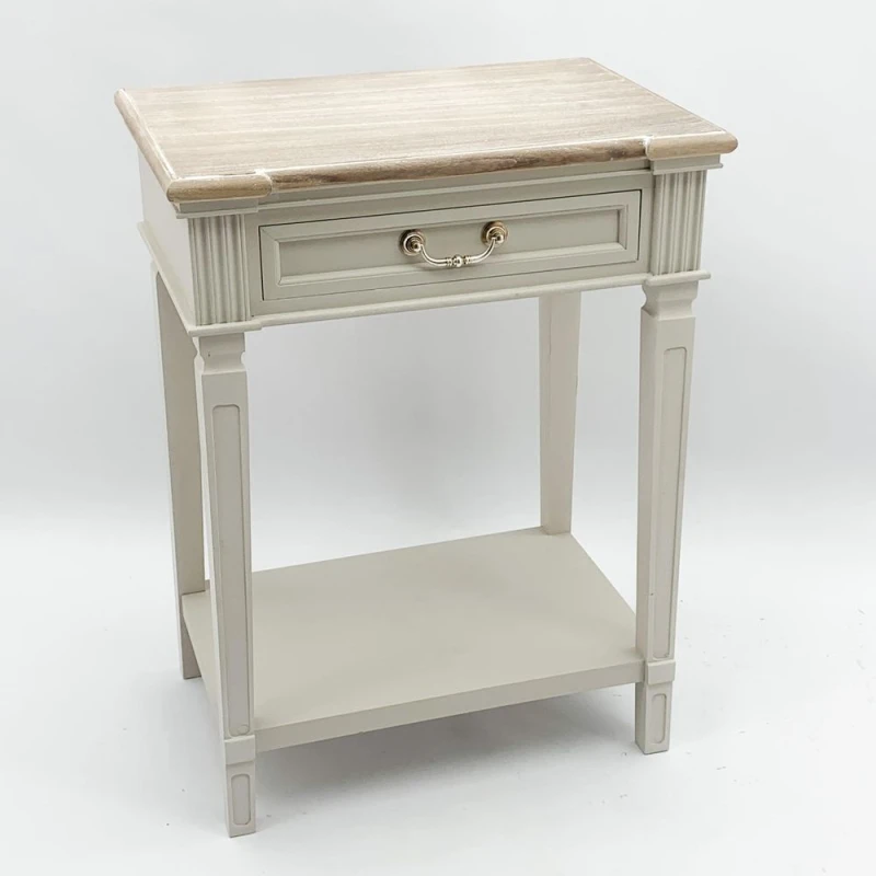Image of Minster 1 Drawer Side Table - Wood - L40 X W60 X H78 Cm