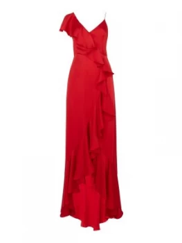 Jill Jill Stuart V neck sleeveless satin frill dress Red