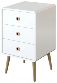 image of Softline 3 Drawer Bedside Table - White