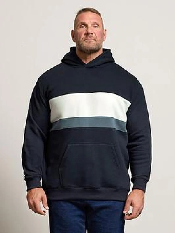 Image of BadRhino BadRhino Men Cut & Sew Hoodie in Dark Navy Size: large Dark Navy L Male 5063589387172