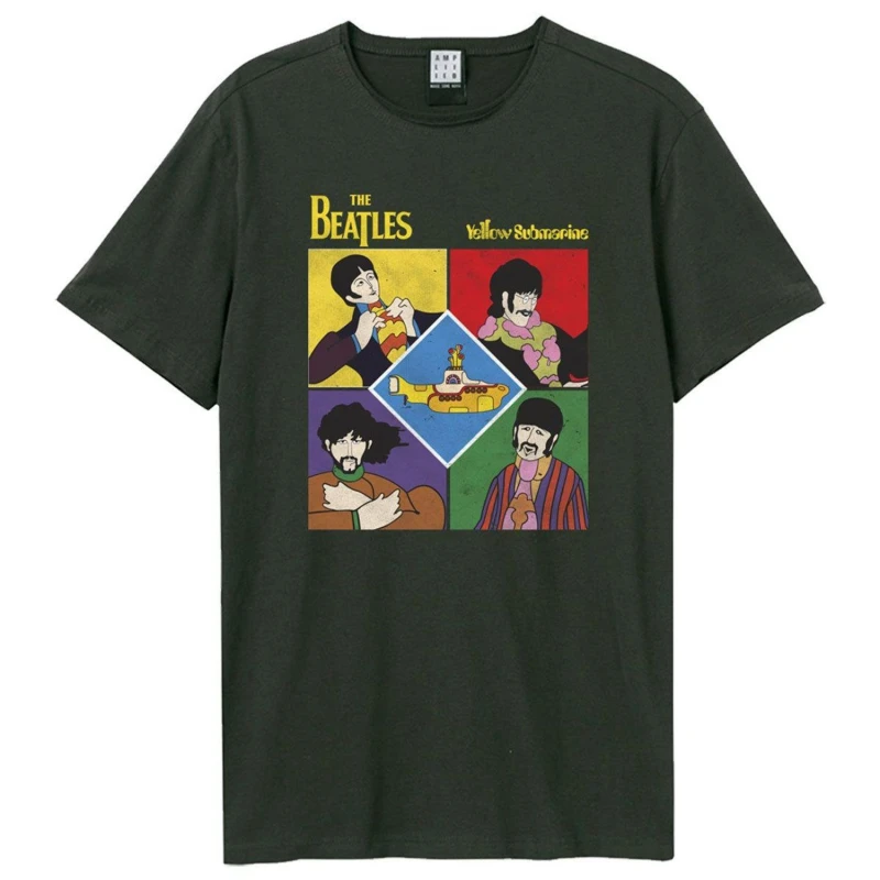Image of Amplified Amplified Men Yellow Submarine Shapes The Beatles T-Shirt in Charcoal Size: X-Small Charcoal XS Male 5063652186923