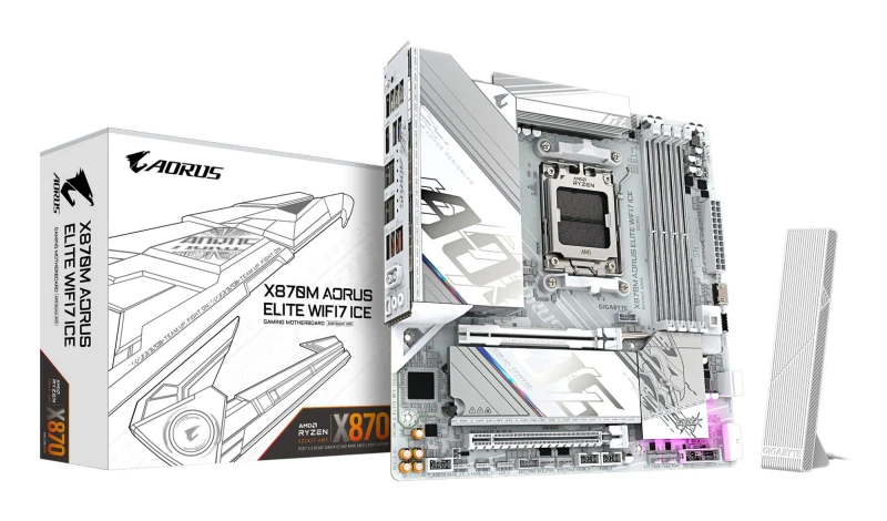 Image of Gigabyte X870M AORUS ELITE WIFI7 ICE Motherboard - Supports AMD Ryzen