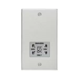 image of Knightsbridge 115/230V Dual Voltage Shaver Socket with Grey Insert - Square Edge Brushed Chrome