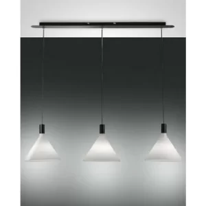 image of Fabas Luce Vincent Straight Bar Pendant Ceiling Light White Glass, E27