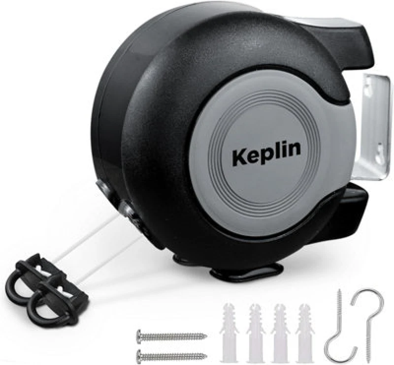 Image of Keplin Retractable Washing Line - 30M Outdoor Clothesline, Wall Mountable And Heavy Duty Laundry Airer (30 Metres)