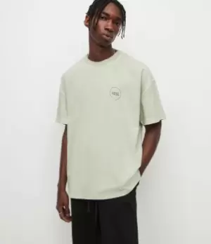 Image of AllSaints Mens Omiri Crew T-Shirt, Washed Moss Green, Size: XL