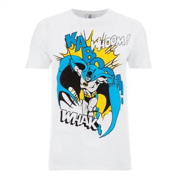 image of DC Comics Mens Batman Kaboom Whak Woom T-Shirt - White - S