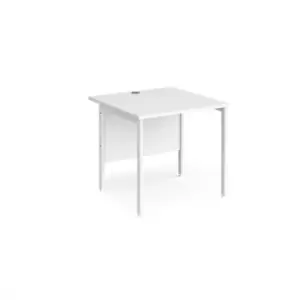 image of Office Desk 800mm Rectangular Desk With H-Frame Leg White Tops With White Frames 800mm Depth Maestro 25